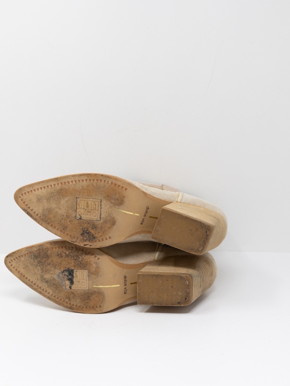 Dolce Vita Landen Dune Suede Block Heel Pull On Cowboy Boots Booties Shoes 7.5 - Picture 4 of 4